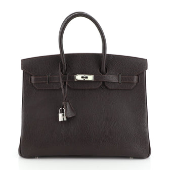 Hermes Birkin Handbag Brown Chevre de Coromandel with Palladium Hardware 35