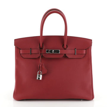 Hermes Birkin Handbag Red Epsom with Palladium Hardware 35