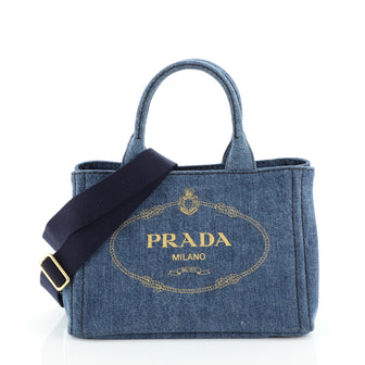 Prada Canapa Convertible Tote Denim Mini