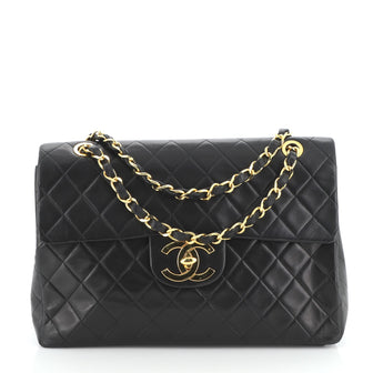 Chanel Vintage Classic Single Flap Bag Quilted Lambskin Maxi