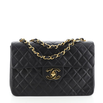 Chanel Vintage Classic Single Flap Bag Quilted Lambskin Maxi