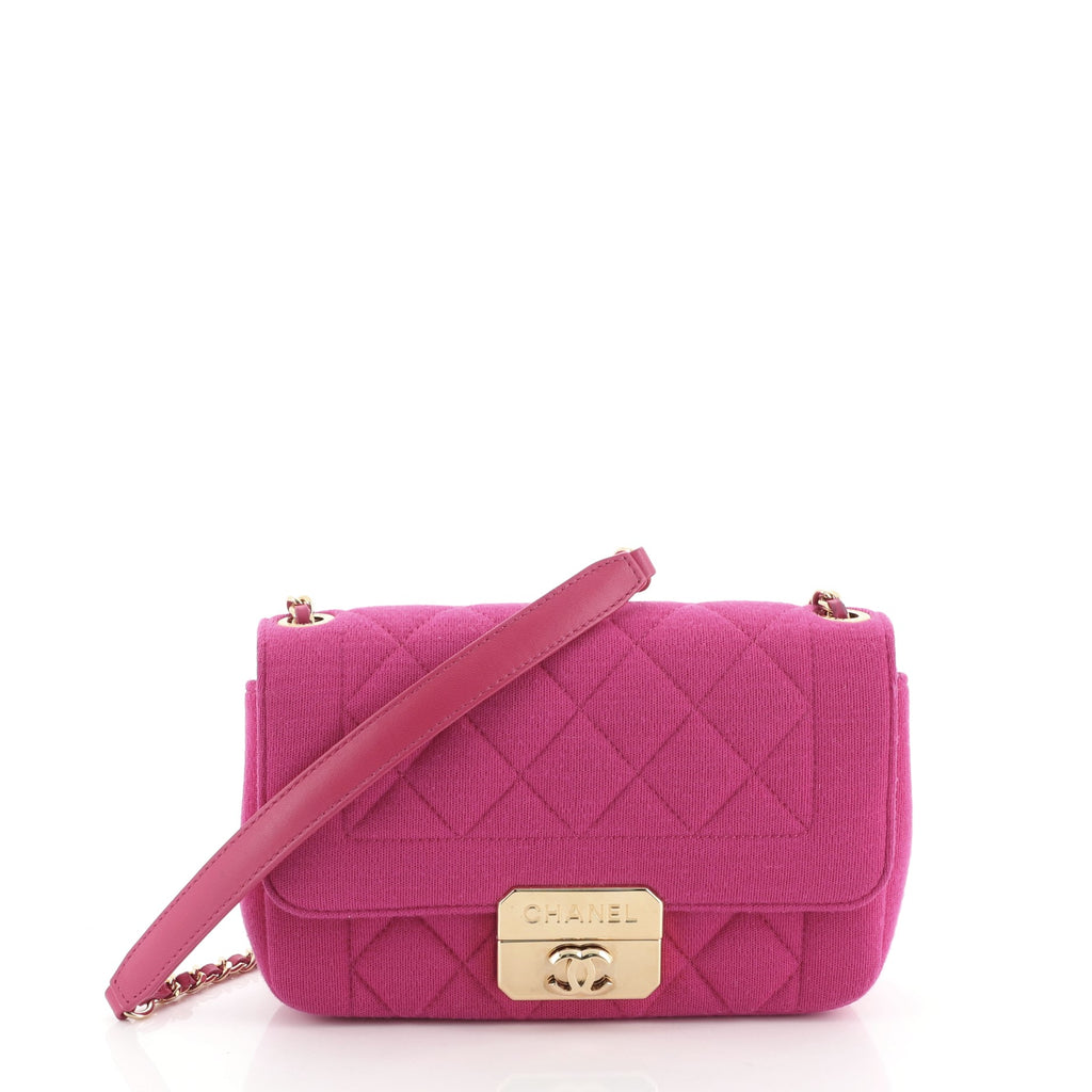 Chanel Chic With Me Flap Bag Quilted Jersey Mini Pink 5558840