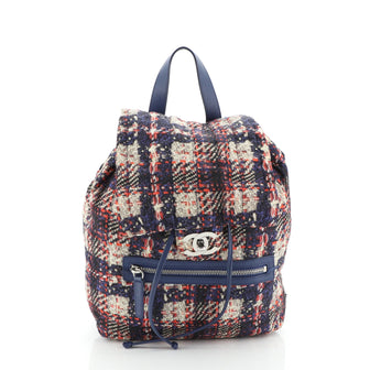 Chanel Front Zip Backpack Printed Nylon Small