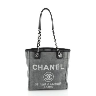 Chanel North South Deauville Tote Canvas Small