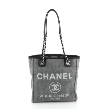 Chanel North South Deauville Tote Canvas Small