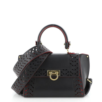 Salvatore Ferragamo Sofia Satchel Laser Cut Leather Small