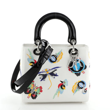 Christian Dior Animals Lady Dior Bag Embroidered Calfskin Medium