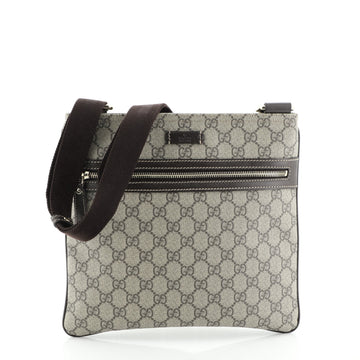 Gucci Front Zip Flat Messenger Bag GG Coated Canvas Medium