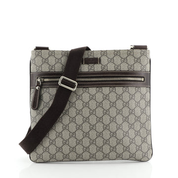 Gucci Front Zip Flat Messenger Bag GG Coated Canvas Medium
