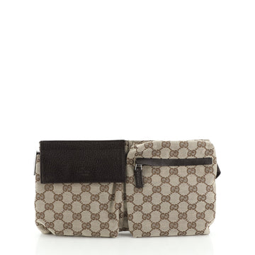 Gucci Vintage Double Belt Bag GG Canvas