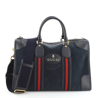 Gucci Web Convertible Duffle Bag Suede Medium