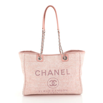 Chanel Deauville Raffia Tote Bag Small Pink - NOBLEMARS