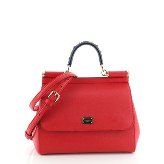 Dolce & Gabbana Miss Sicily Bag Leather with Studded Detail Medium