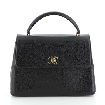 Chanel Vintage Classic Top Handle Flap Bag Caviar Medium