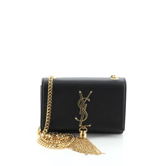 Saint Laurent Classic Monogram Tassel Crossbody Bag Leather Small