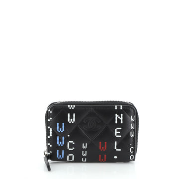 Chanel Data Center Zip Around Wallet Quilted Printed Lambskin Compact