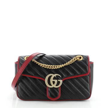 Gucci GG Marmont Flap Bag Diagonal Quilted Leather Small
