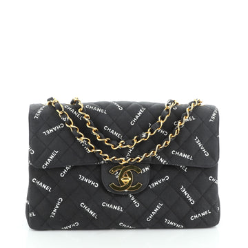 Chanel Vintage Classic Single Flap Bag Quilted Printed Canvas Maxi
