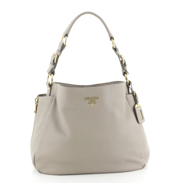 Prada Side Pocket Zip Hobo Vitello Daino Large