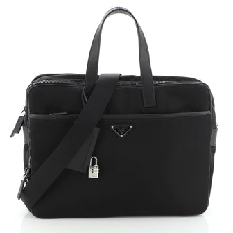 Prada Porta Computer Briefcase Tessuto and Saffiano Leather Medium