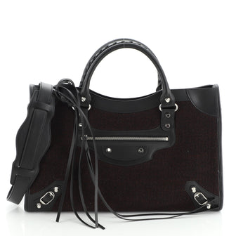Balenciaga City Classic Studs Bag Leather and Wool Medium