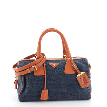 Prada Bauletto Bag Denim with Saffiano Leather Medium