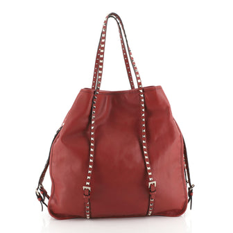 Valentino Rockstud Belted Tote Soft Leather Large