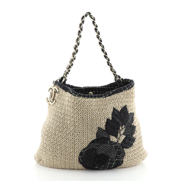 Chanel Coco Country Camellia Tote Woven Straw Large