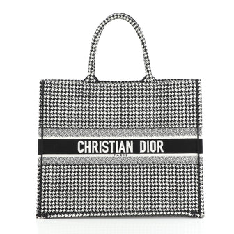 Christian Dior Book Tote Houndstooth Canvas