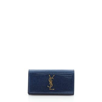 Saint Laurent Classic Monogram Flap Wallet Glitter Patent