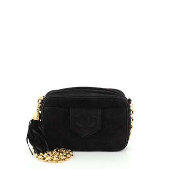 Chanel Vintage Front Pocket Camera Bag Quilted Suede Mini