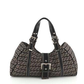 Fendi Buckle Shoulder Bag Zucca Fabric Large
