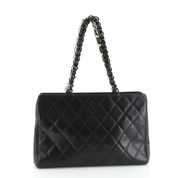Chanel Vintage Resin Chain Zip Tote Quilted Lambskin Large