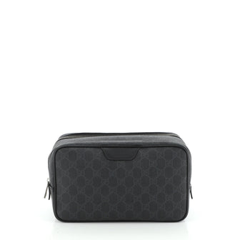 Gucci Double Zip Toiletry Pouch GG Coated Canvas Medium