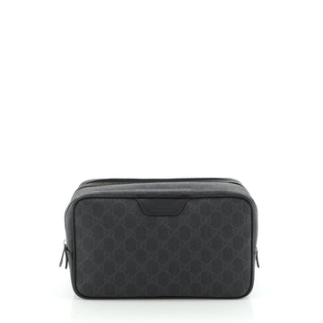Gucci Double Zip Toiletry Pouch GG Coated Canvas Medium