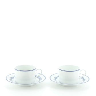 Hermes Chain D'Ancre 4-Piece Teacup & Saucer Set Porcelain