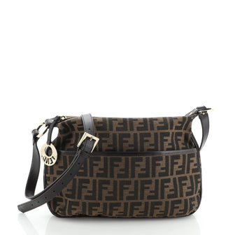 Fendi Vintage Zip Crossbody Bag Zucca Canvas Medium