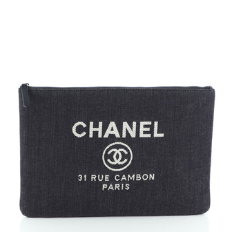 Chanel Deauville Pouch Denim Large