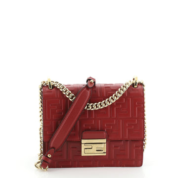 Fendi Kan U Shoulder Bag Zucca Embossed Leather Small