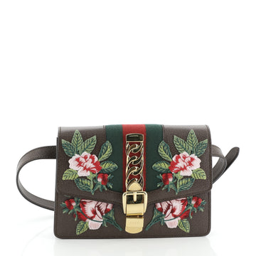Gucci Sylvie Belt Bag Embroidered Leather