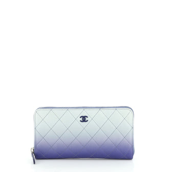 Chanel Degrade Zip Around Wallet Quilted Lambskin Long