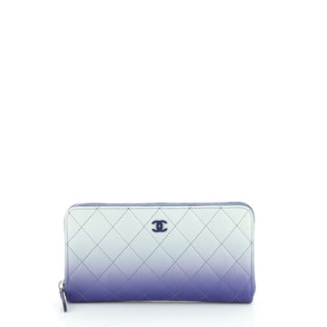 Chanel Degrade Zip Around Wallet Quilted Lambskin Long
