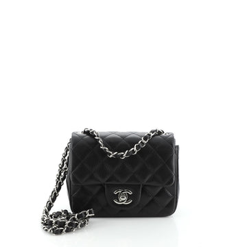 Chanel Square Classic Single Flap Bag Quilted Caviar Mini