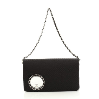 Chanel Vanity Flap Clutch on Chain Embellished Quilted Satin