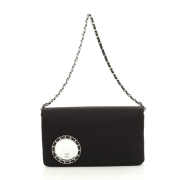 Chanel Vanity Flap Clutch on Chain Embellished Quilted Satin