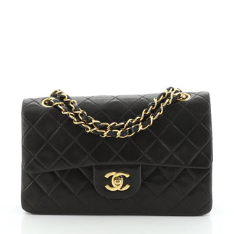 Chanel Vintage Classic Double Flap Bag Quilted Lambskin Small