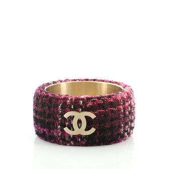 Chanel CC Bangle Bracelet Tweed Extra Wide