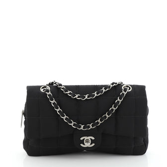 Chanel Chocolate Bar Camera Flap Bag Quilted Nylon Small