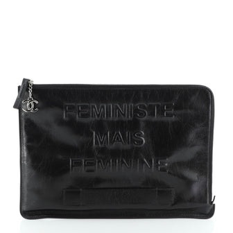 Chanel Feminine Pouch Crinkled Leather Large
