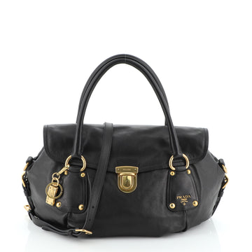 Prada Convertible Pushlock Flap Satchel Leather